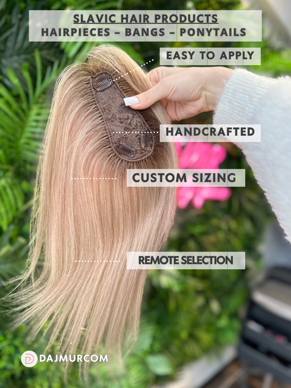 DAJMUR Slavic Hair #1221 | 18 in (44 cm), 67 g, Medium blonde, Level 7-8