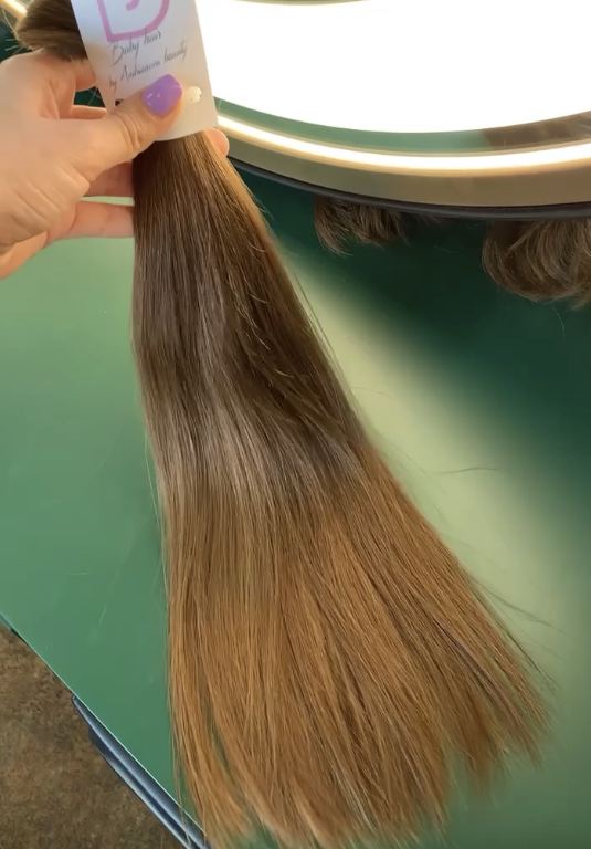 DAJMUR Slavic natural hair extensions #859 - Medium blonde, 16 in (41 cm)