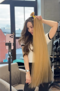 DAJMUR Slavic natural hair extensions #2444 - Light blonde, 39 in (99 cm)