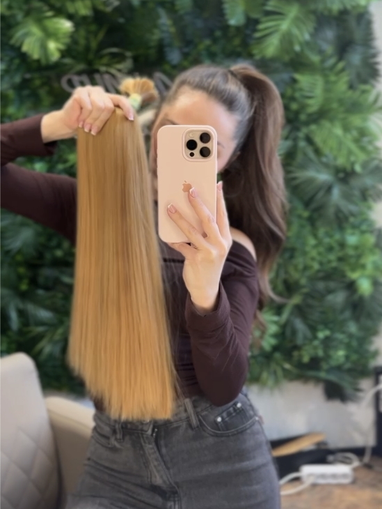 DAJMUR Slavic natural hair extensions #2438 - Light blonde, 22 in (57 cm)
