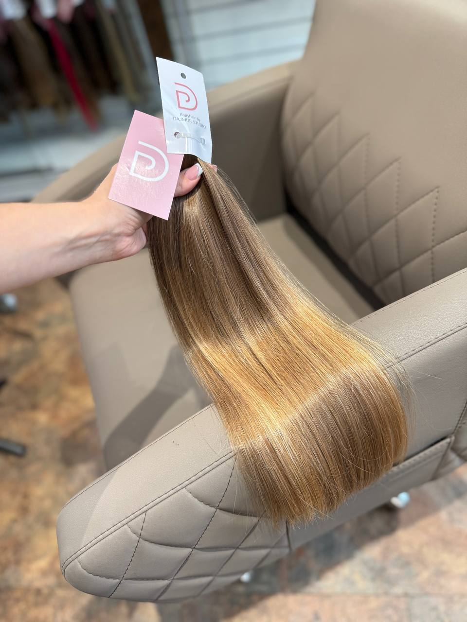 DAJMUR Slavic natural hair extensions #2433 - Light blonde, 19 in (47 cm)