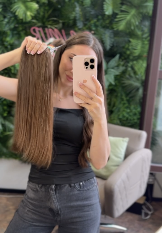 DAJMUR Slavic natural hair extensions #2375 - Dark blonde, 22 in (55 cm)