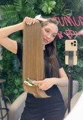 DAJMUR Slavic natural hair extensions #2486 - Light blonde, 28 in (70 cm)