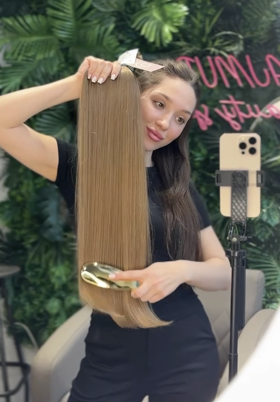 DAJMUR Slavic natural hair extensions #2486 - Light blonde, 28 in (70 cm)