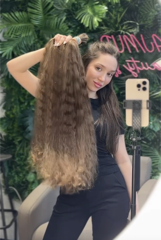 DAJMUR Slavic natural hair extensions #2489 - Light blonde, 3 in (77 cm)