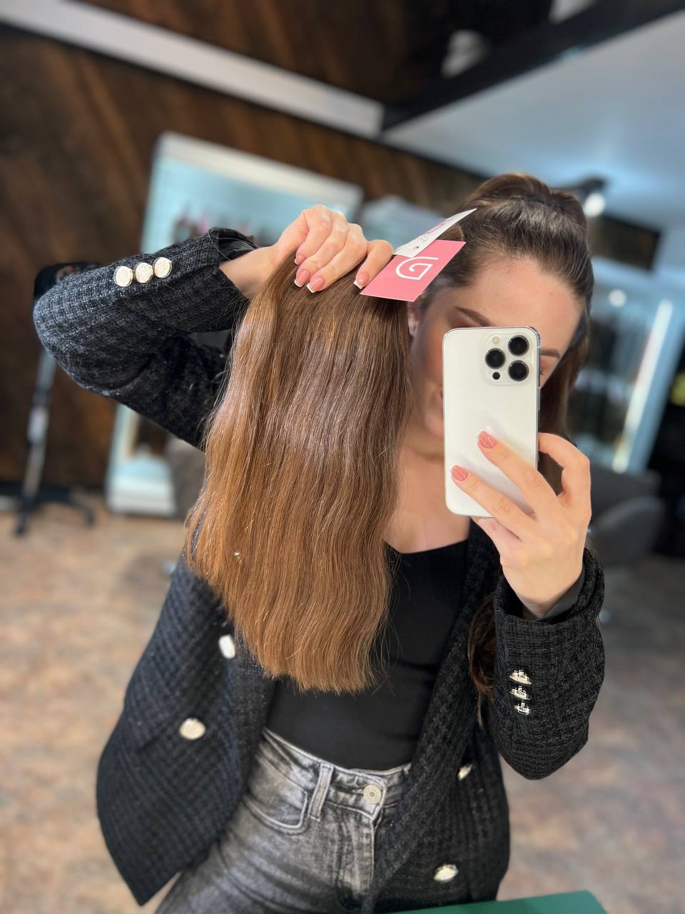 DAJMUR Slavic natural hair extensions #2073 - Dark blonde, 17 in (44 cm)